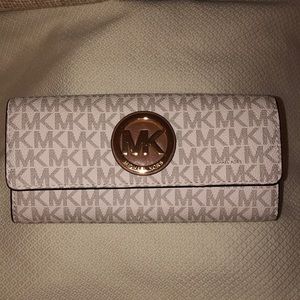 Michael Kors White&Brown Logo leather wallet